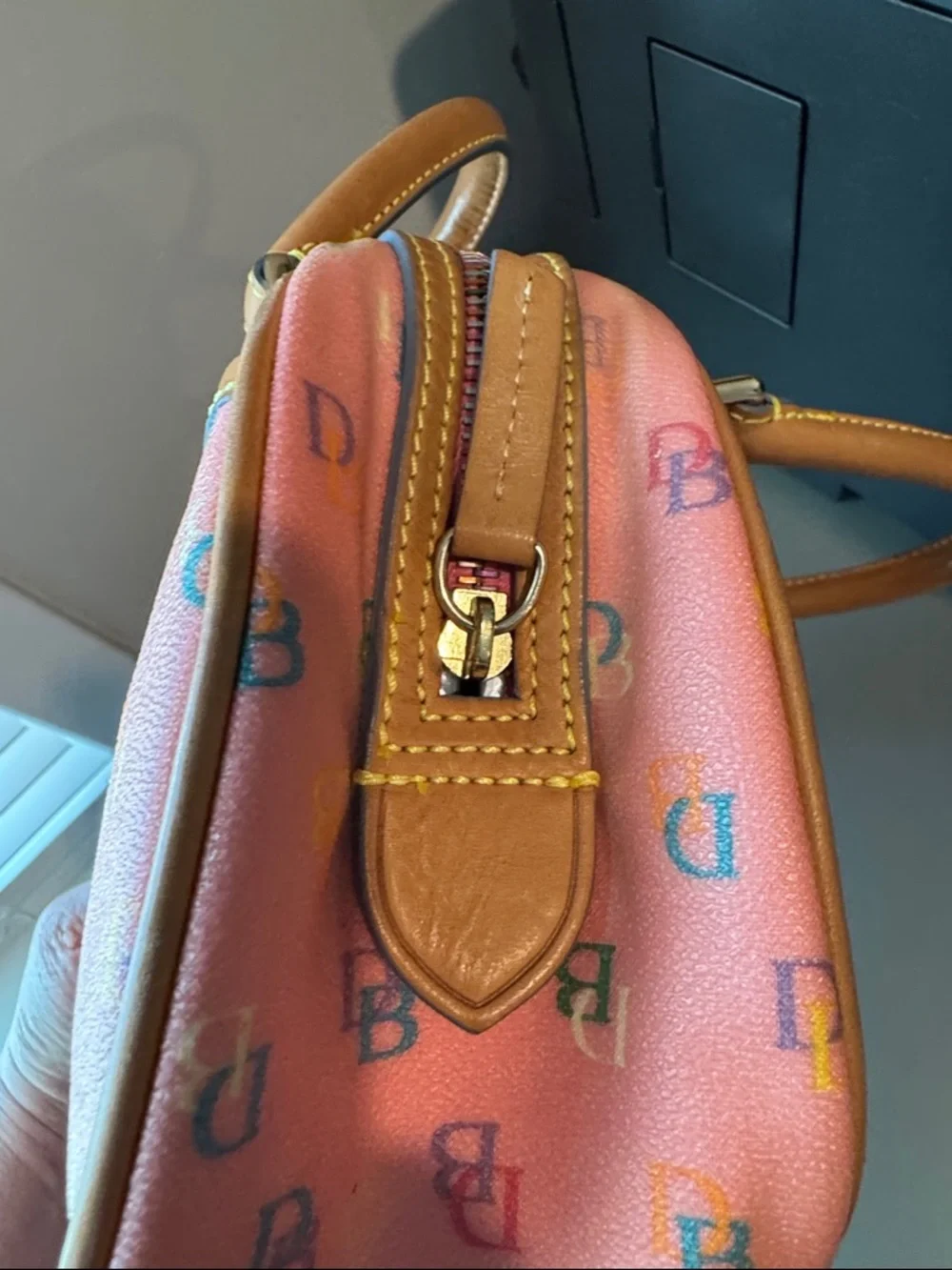 SOLD - Dooney & Bourke Pink Multicolor Logo Mini Satchel - Picture 7 of 10
